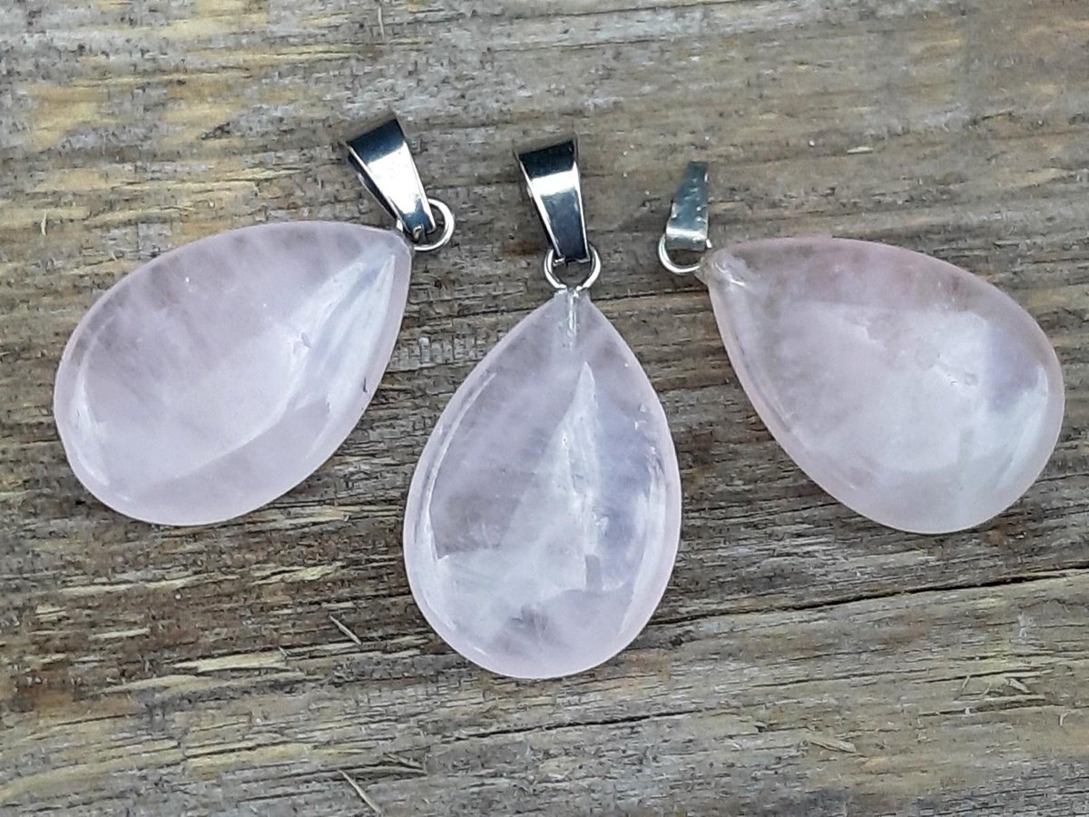 Edelsteen Rozenkwarts druppel hanger